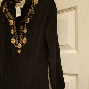 Black Embroidered Light Sweater